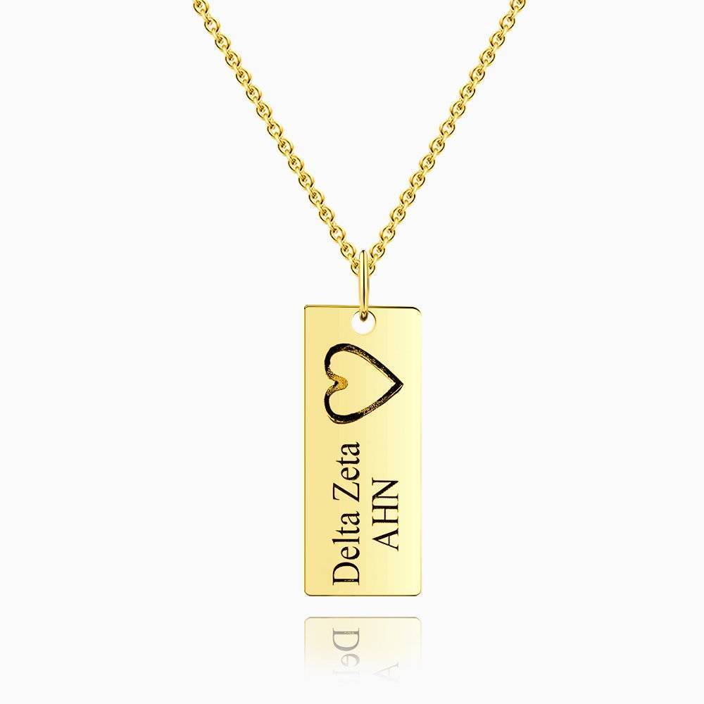 Vertical Bar Necklace For Couples With Engraving 14k Gold Plated Silver