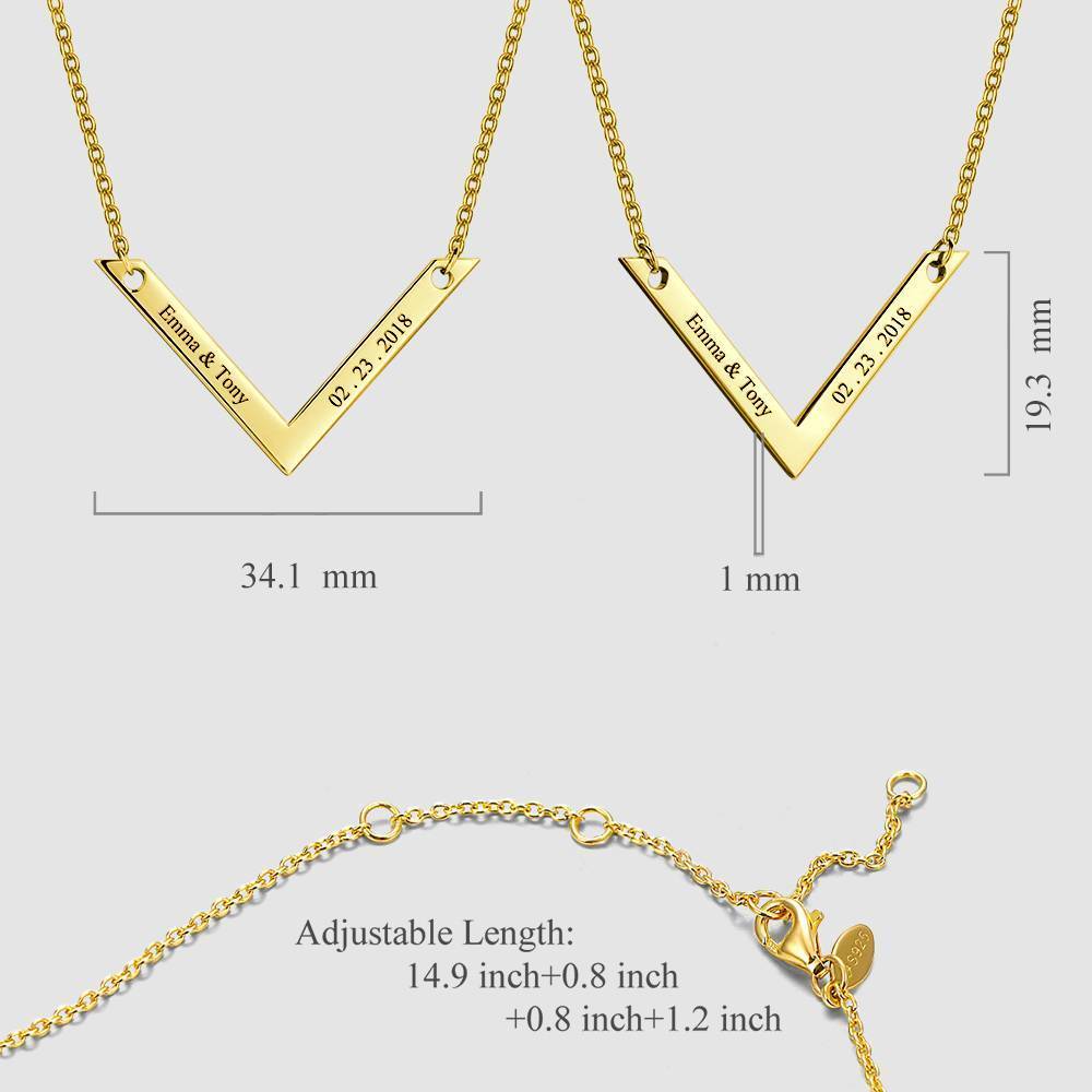 Engraved Bar Necklace 14k Gold Plated Silver