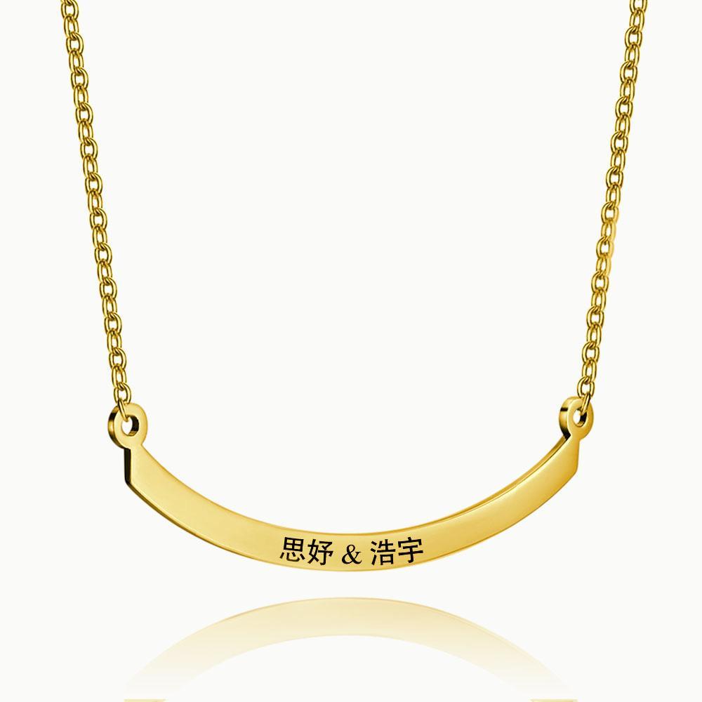 Engraved Bar Necklace 14k Gold Plated Silver