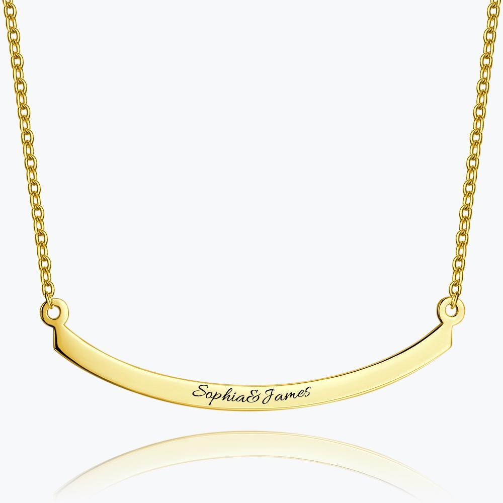 Engraved Bar Necklace 14k Gold Plated Silver