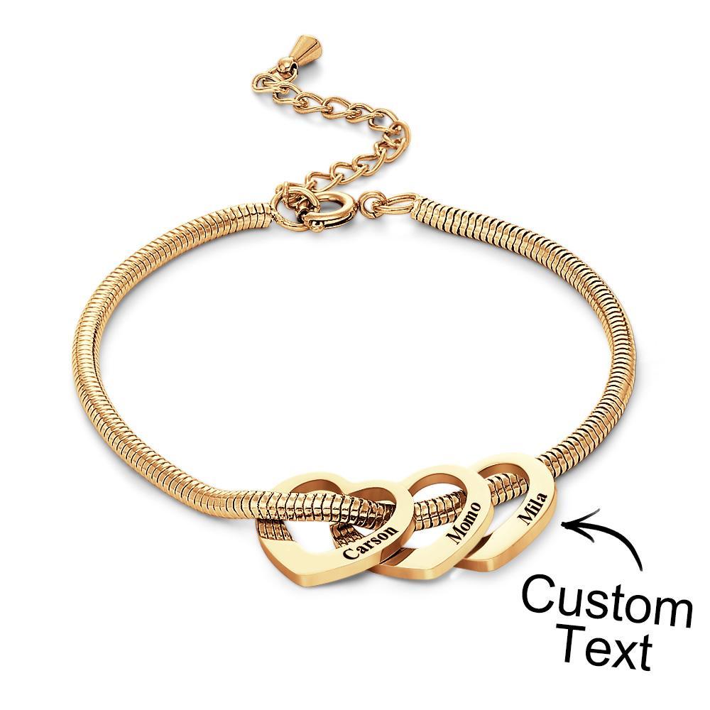 Custom Engraved Bracelet Custom Mom and Kids Name Heart Charms Gifts - yournamenecklaceuk