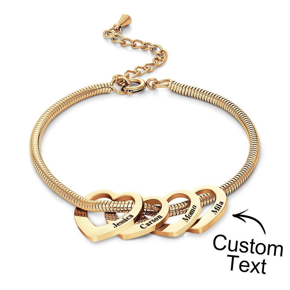 Custom Engraved Bracelet Custom Mom and Kids Name Heart Charms Gifts - yournamenecklaceuk