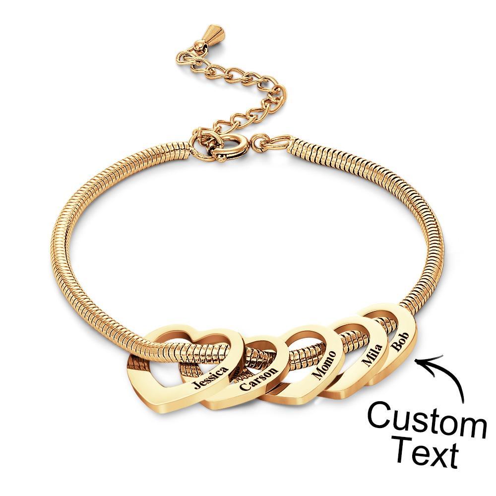 Custom Engraved Bracelet Custom Mom and Kids Name Heart Charms Gifts - yournamenecklaceuk