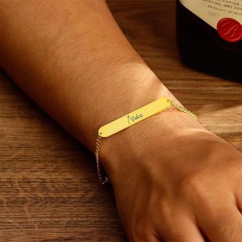 Men's Bracelet Old English Name Bracelet Custom Gift 14k Gold Plated