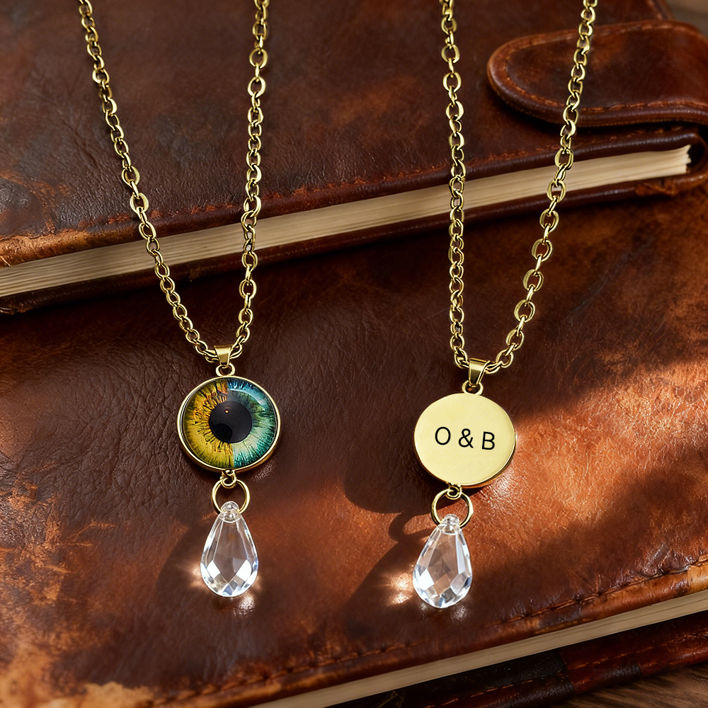Custom Two-Eye Couple Portrait Pendant Intertwined Souls Dual Eye Necklace Personalized "Our Eyes" Necklace  Anniversary Gift for Couples -  NameNecklaceUK
