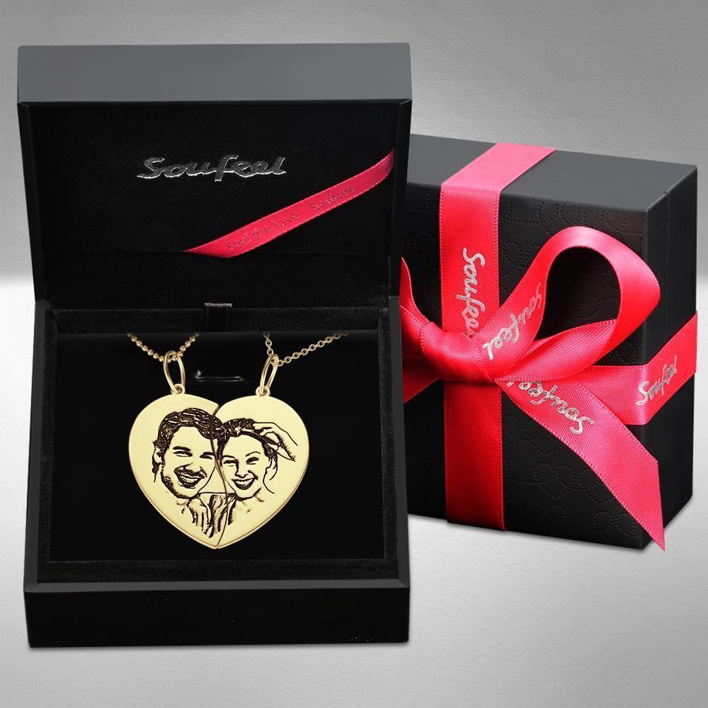Couples Necklace Set Broken Heart Necklace for Couples 14k Gold Plated - yournamencklaceuk