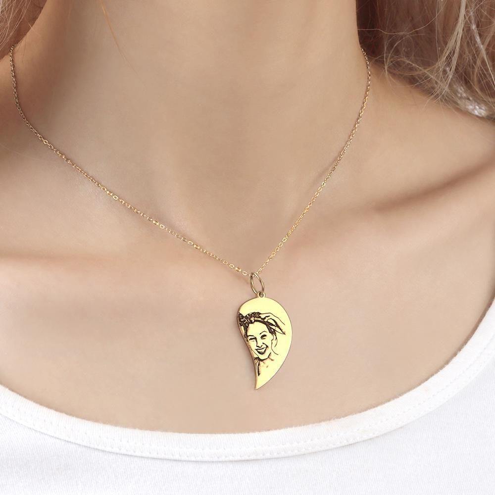 Couples Necklace Set Broken Heart Necklace for Couples 14k Gold Plated - yournamencklaceuk