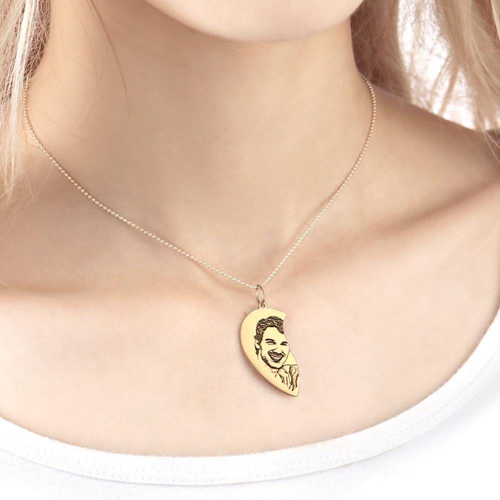 Couples Necklace Set Broken Heart Necklace for Couples 14k Gold Plated - yournamencklaceuk