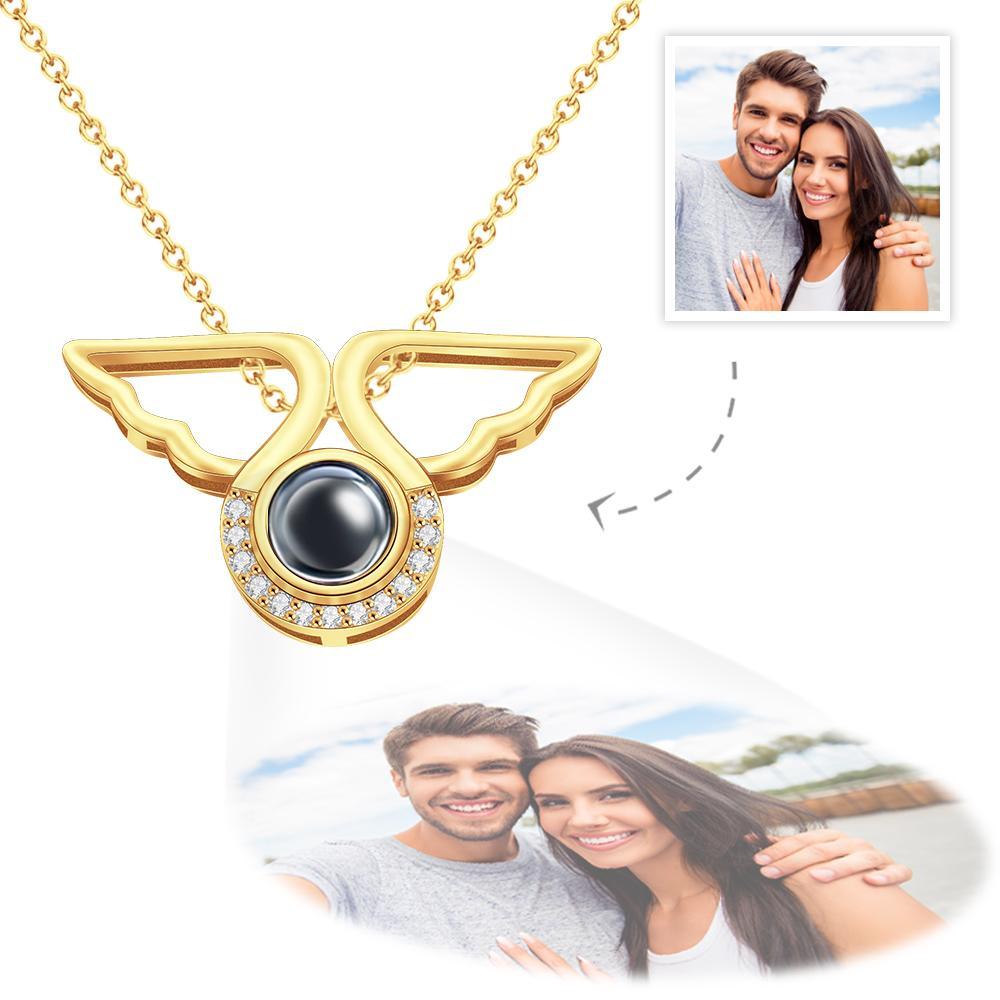 Custom Photo Projection Necklace Angel Wing Pendant Necklace Creative Gift - yournamenecklaceuk