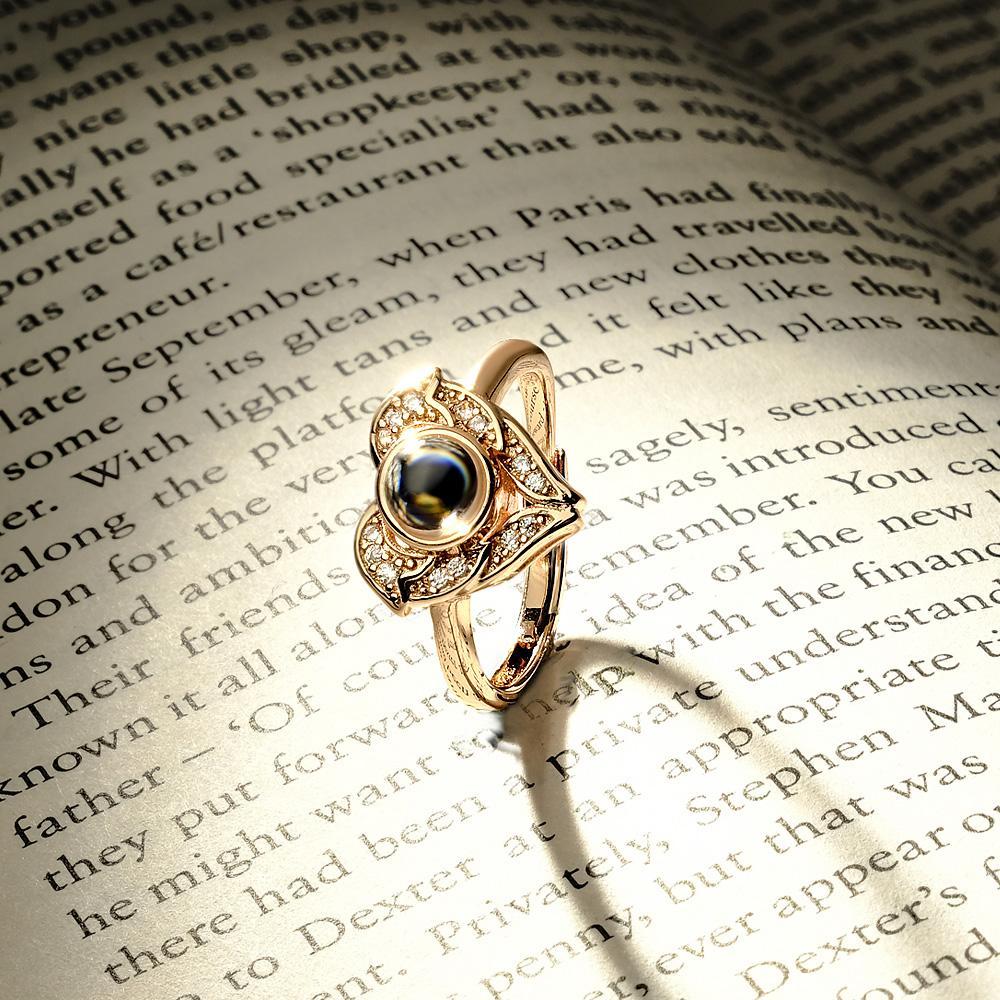 Custom Angel Wing Projection Ring Personalized Photo heart Shaped Ring for Her - yournamenecklaceuk