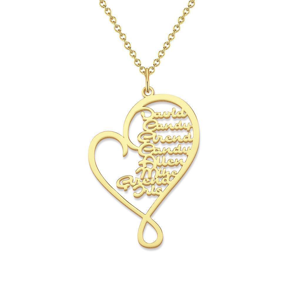 Name Necklace Heart-shaped 1-8 Names Best Gifts Rose Gold Plated - yournamencklaceuk