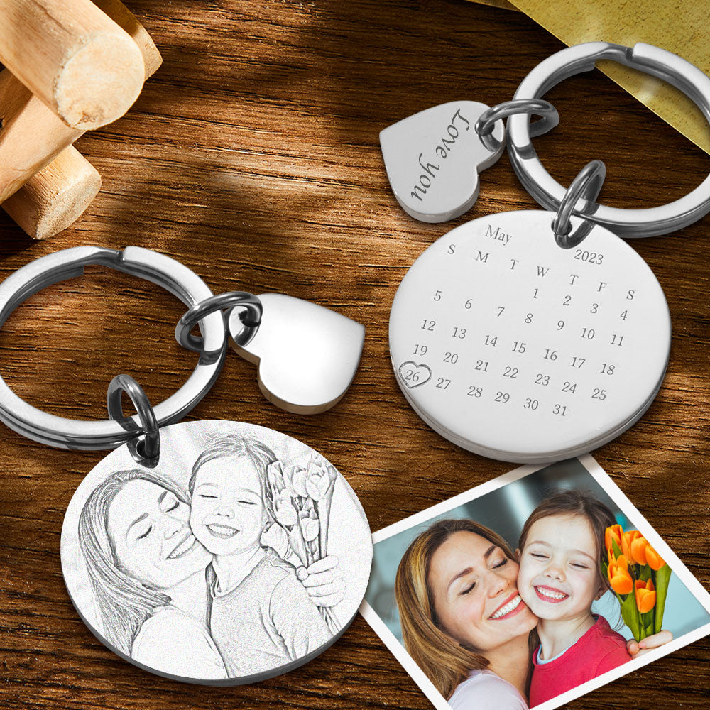 Personalized Calendar Keychain Significant Date Marker Gifts for Mum