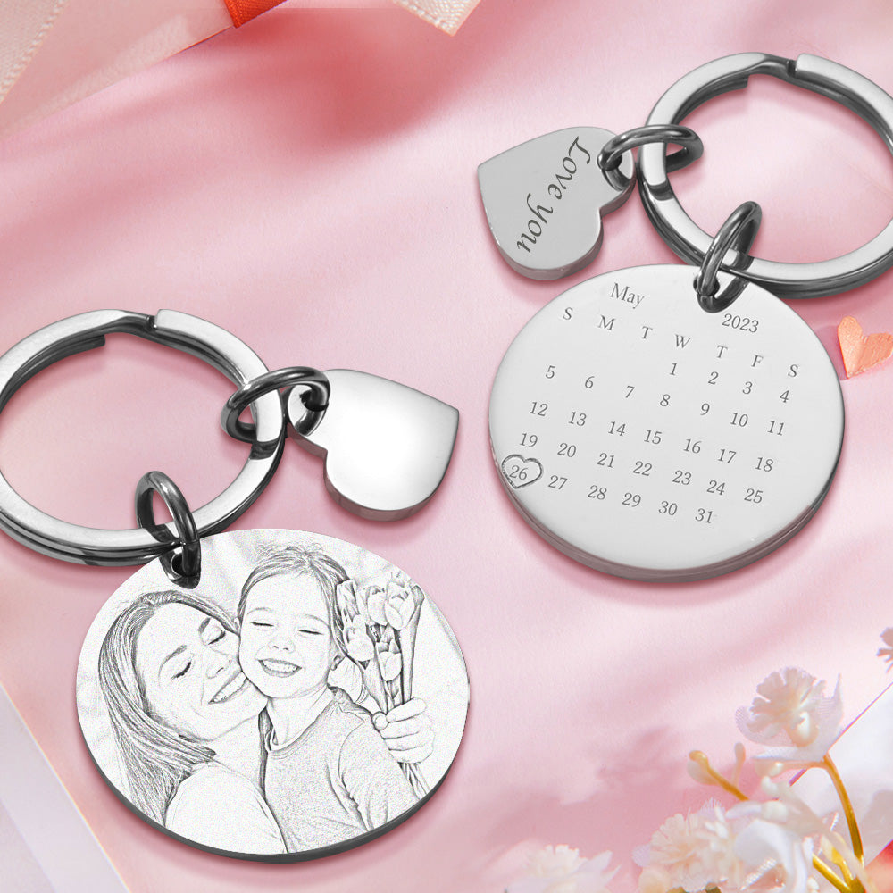 Personalized Calendar Keychain Significant Date Marker Gifts for Mum