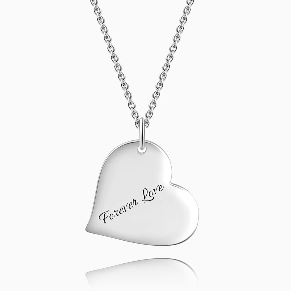 Engraved Heart Necklace Silver - yournamenecklaceuk