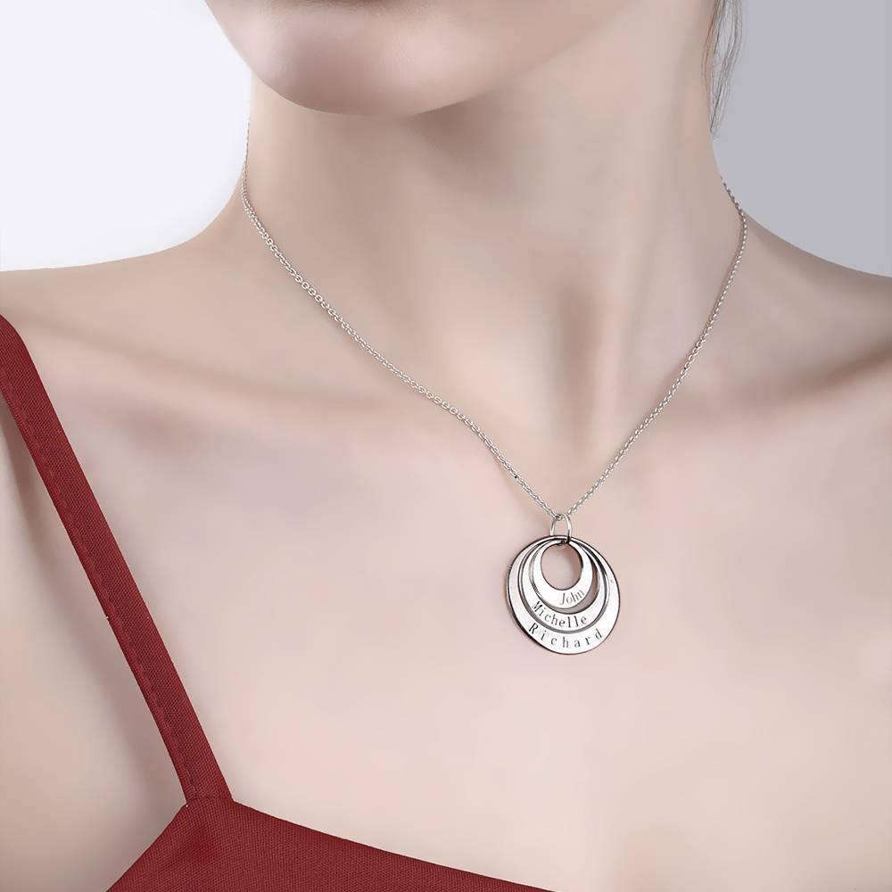 Gift for Mom - Engraved Three Disc Necklace Silver - yournamenecklaceuk