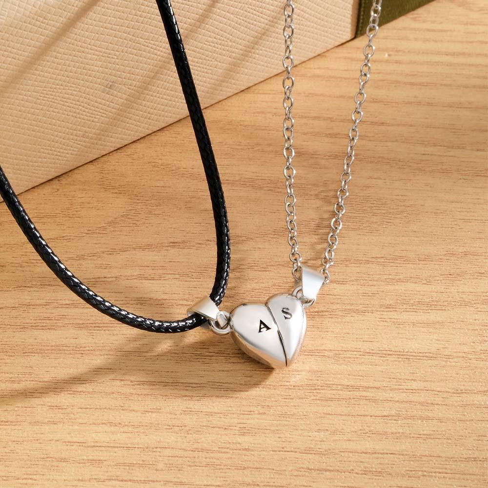 Custom Letter Magnetic Heart Necklace Fashion Chain Necklace For Couples - yournamenecklaceuk