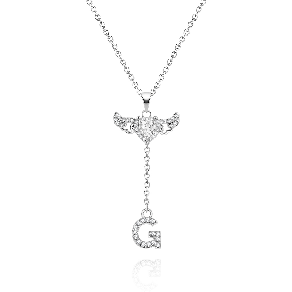 Animated Cupid Angel Wings Initial Necklace Custom Initial Drop Necklace with Moving Wings Charm Fun Kinetic Initial Drop Pendant Christmas Gifts for Her -  NameNecklaceUK