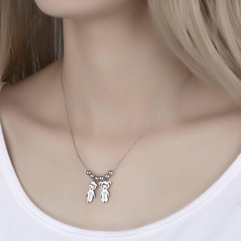 Silver Mother's Necklace with Children Charms - yournamenecklaceuk