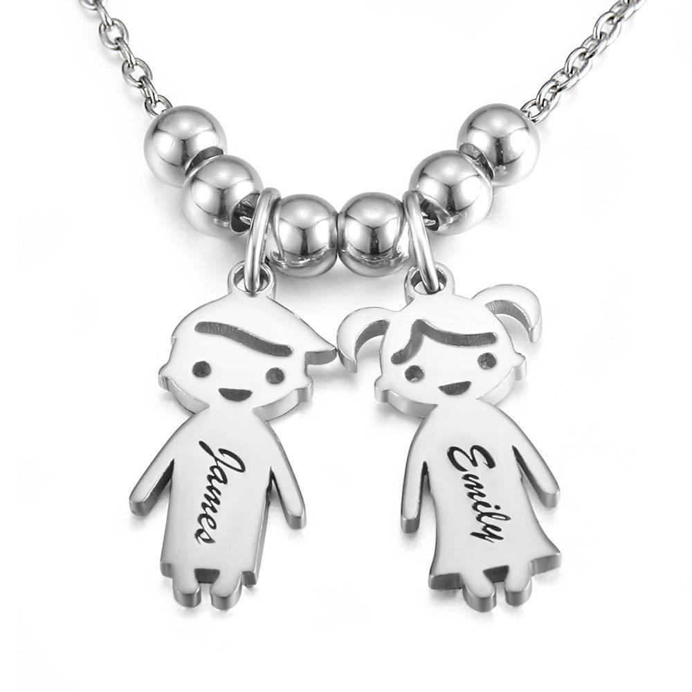 Silver Mother's Necklace with Children Charms - yournamenecklaceuk
