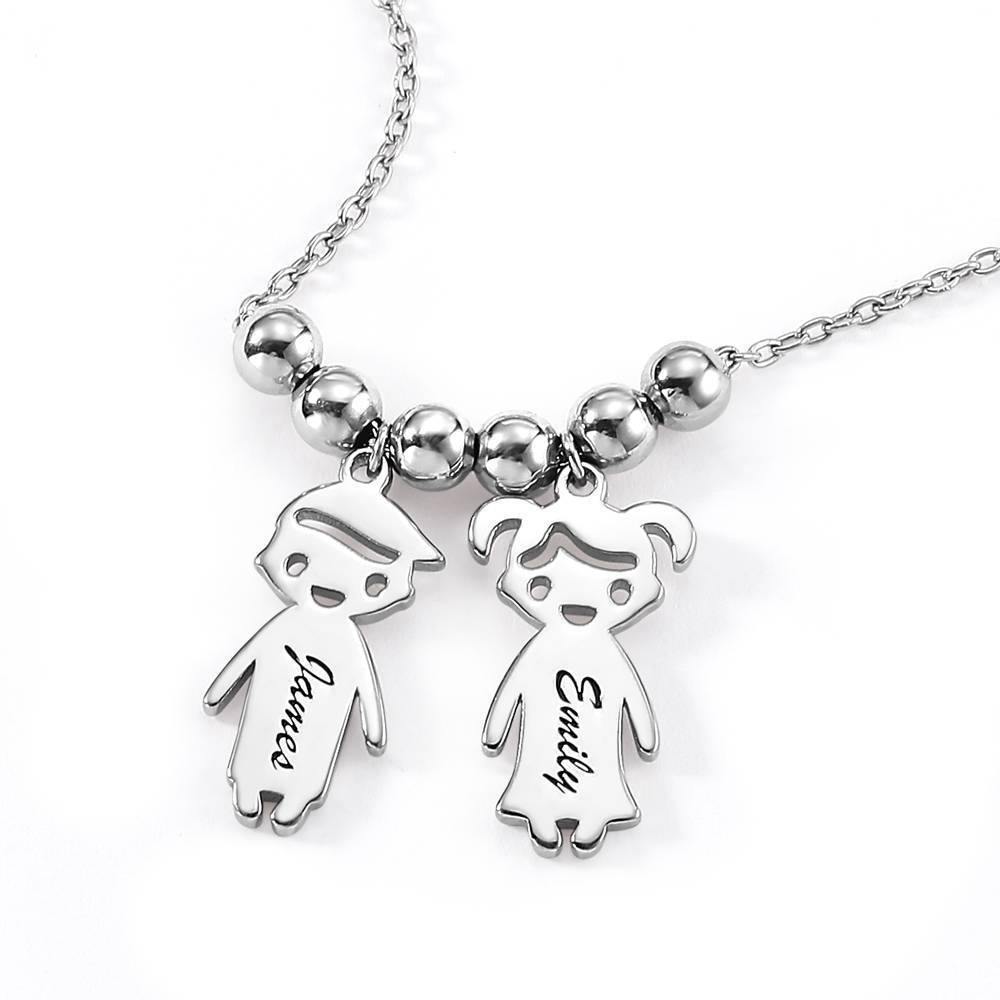 Silver Mother's Necklace with Children Charms - yournamenecklaceuk