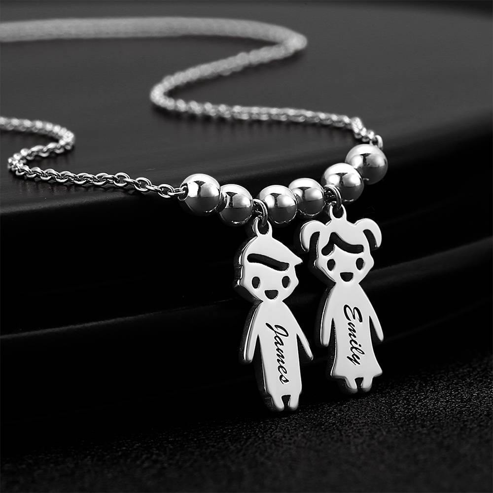 Silver Mother's Necklace with Children Charms - yournamenecklaceuk