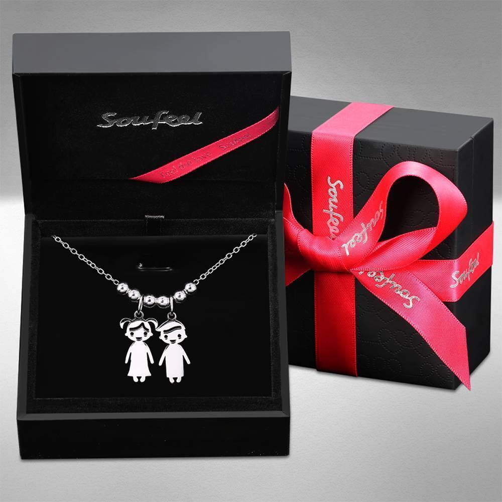 Silver Mother's Necklace with Children Charms - yournamenecklaceuk