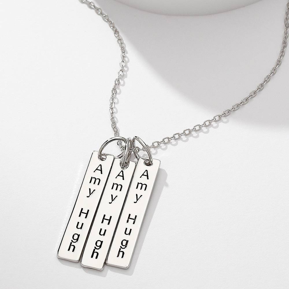Bar Engraved Bar Necklace Silver