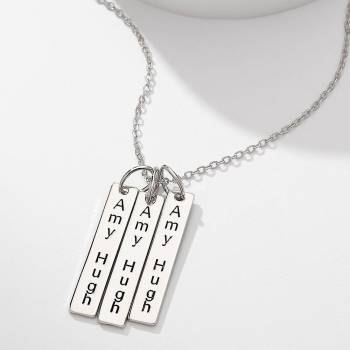 Bar Engraved Bar Necklace Silver