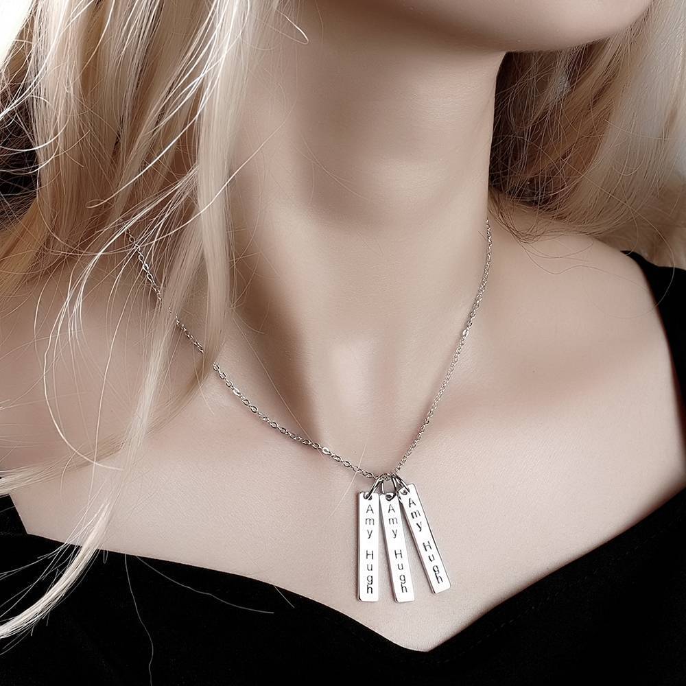 Bar Engraved Bar Necklace Silver
