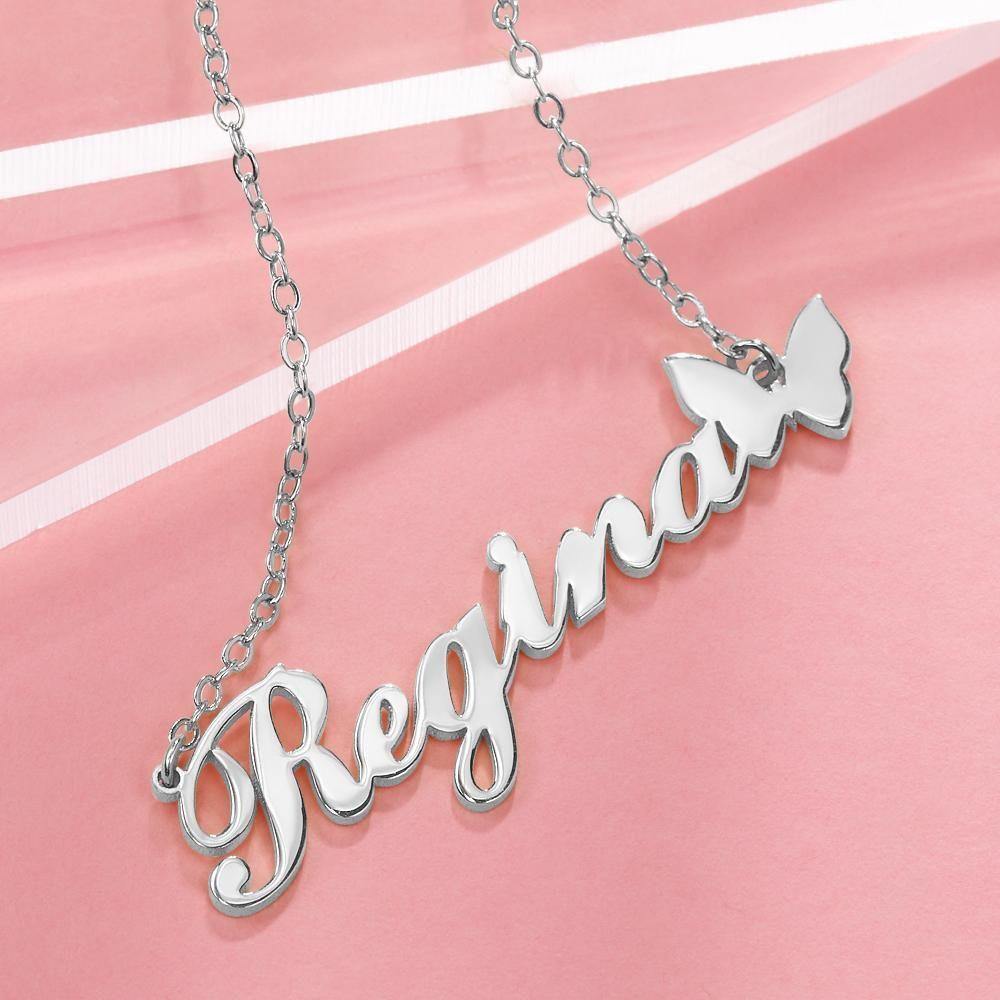 Name Necklace with Butterfly Unique Gifts Ideas Pendant for Her - yournamencklaceuk