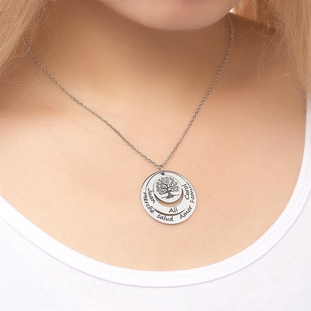 Engraved Necklace Name Necklace Family Tree Necklace Family Tree Necklace Silver - yournamenecklaceuk