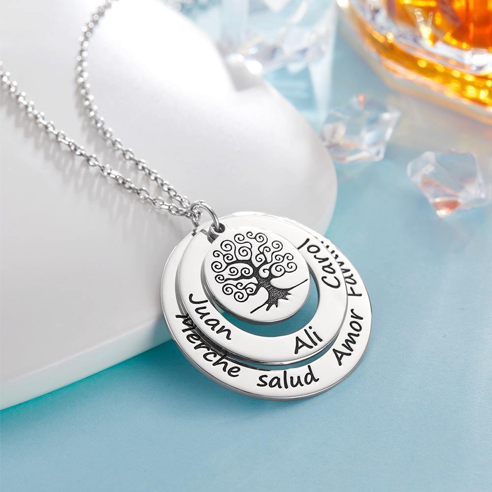 Engraved Necklace Name Necklace Family Tree Necklace Family Tree Necklace Silver - yournamenecklaceuk