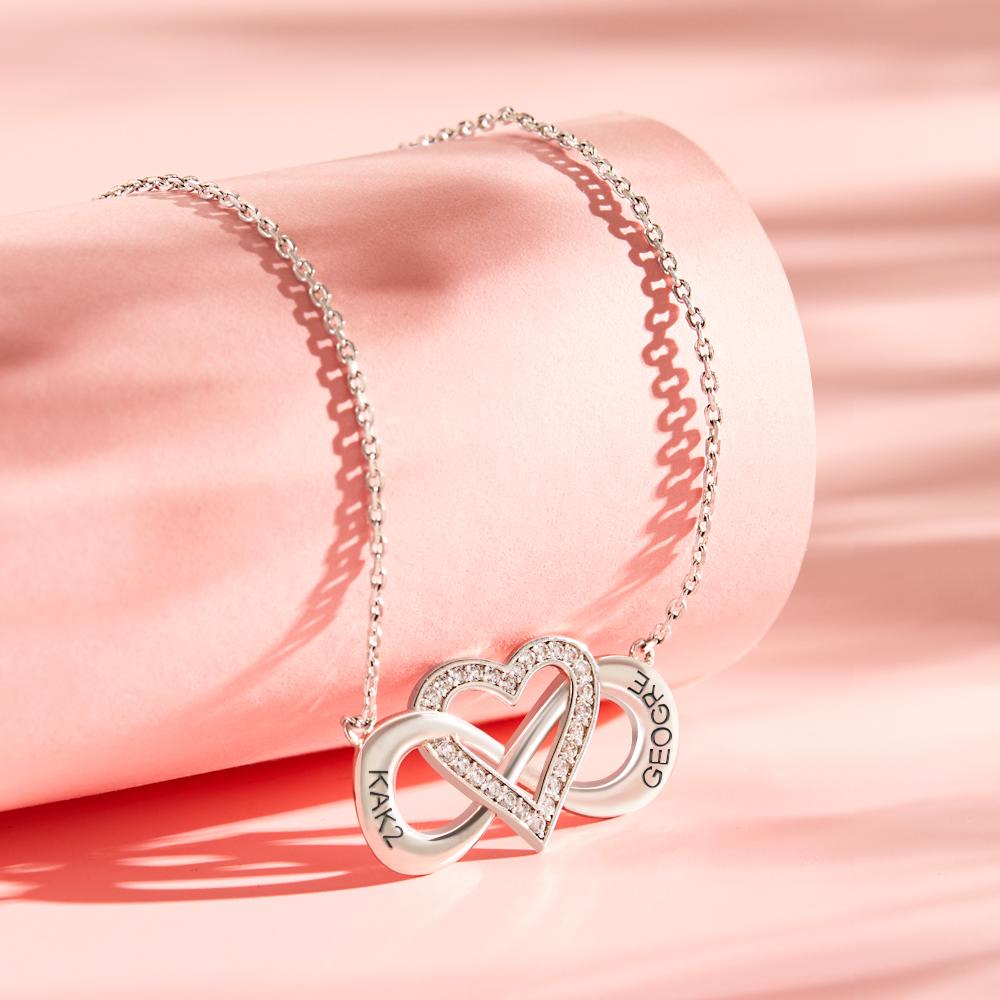 Custom Name Necklace Infinity Heart Pendant Necklace For Her Valentine's Day Gift