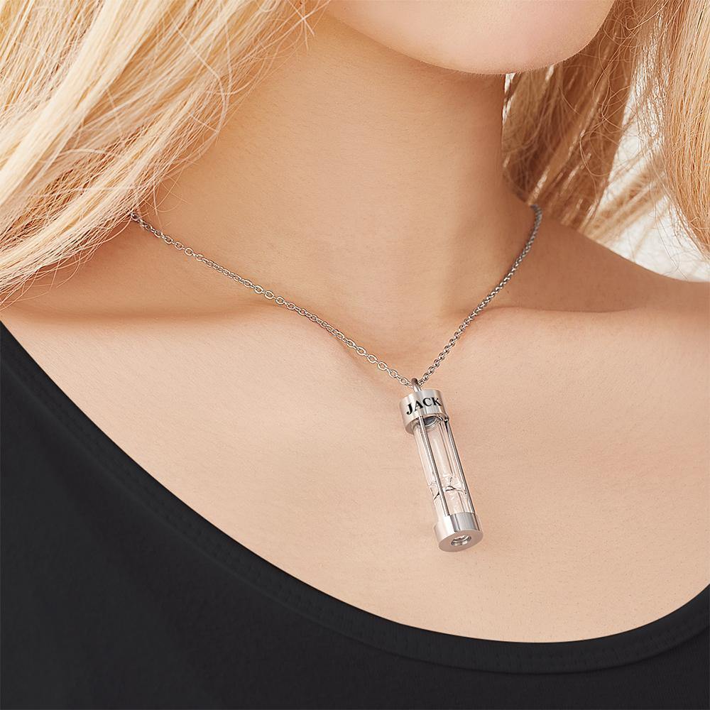 Custom Engraved Hourglass Ashes Necklace Memorial Gifts for Someone - yournamenecklaceuk