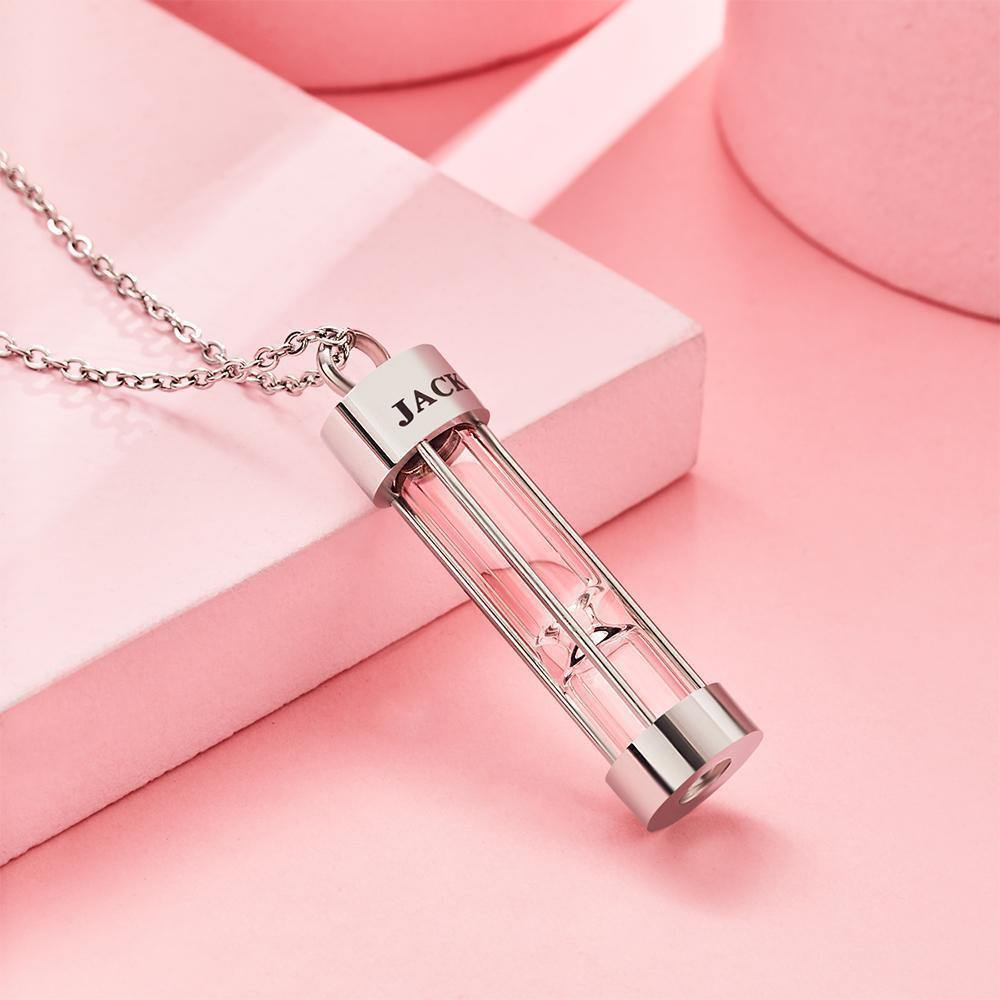 Custom Engraved Hourglass Ashes Necklace Memorial Gifts for Someone - yournamenecklaceuk