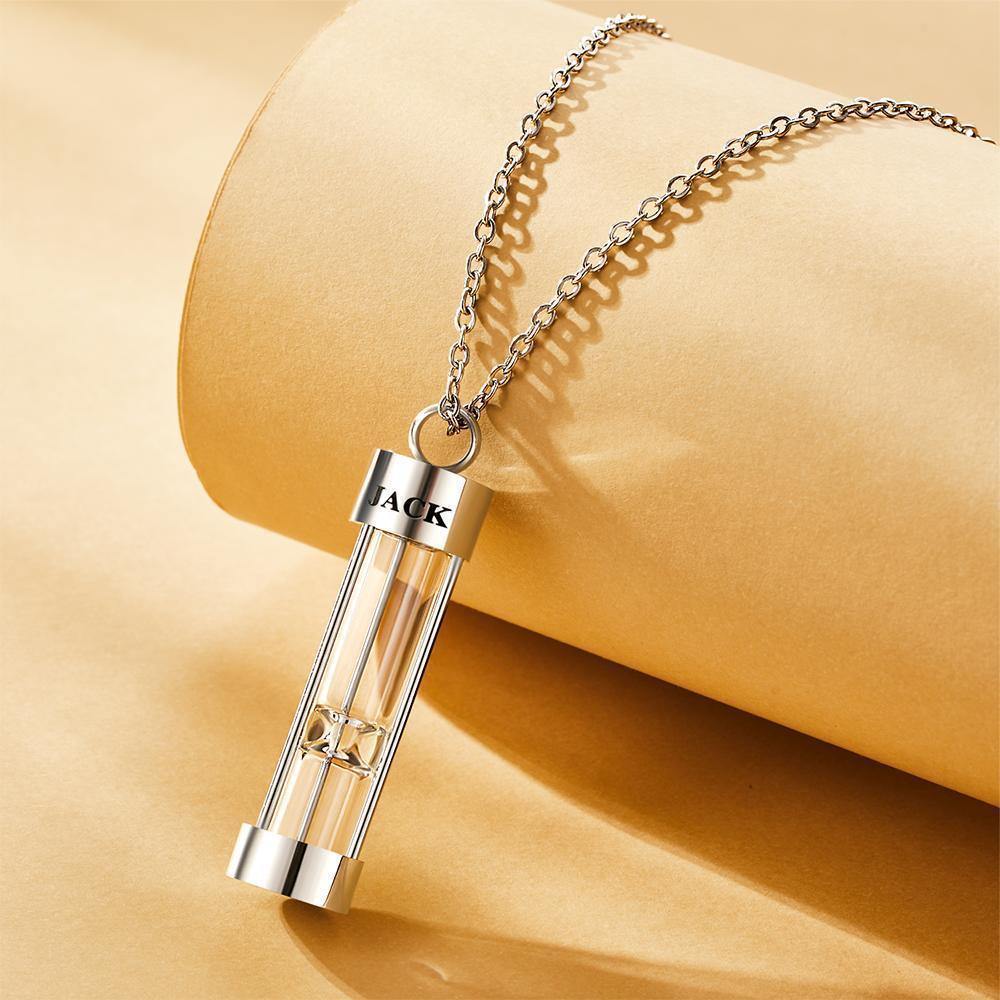 Custom Engraved Hourglass Ashes Necklace Memorial Gifts for Someone - yournamenecklaceuk