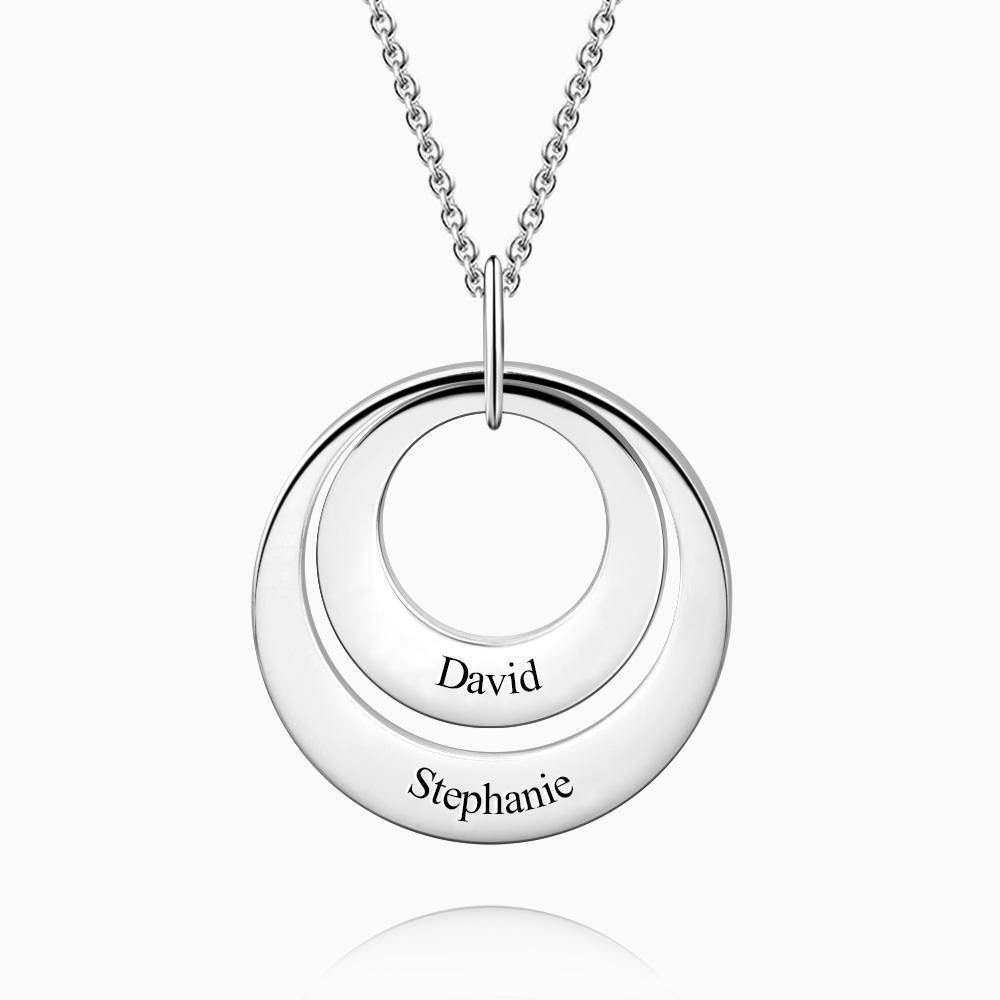Engraved Two Disc Necklace Silver - yournamenecklaceuk