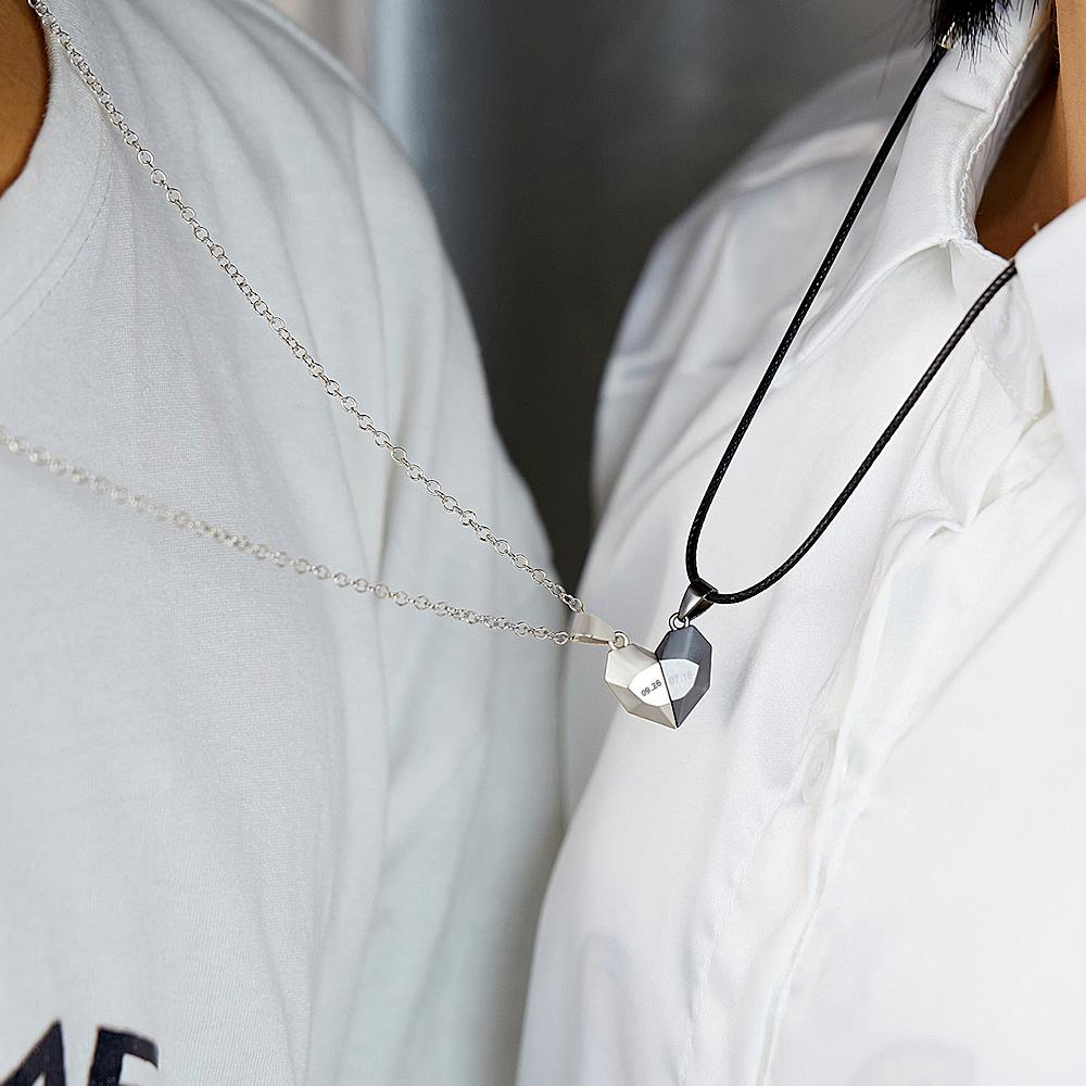 Personalized Two Souls One Heart Pendant Magnetic Necklace for Her Necklace Valentine's Day Gift