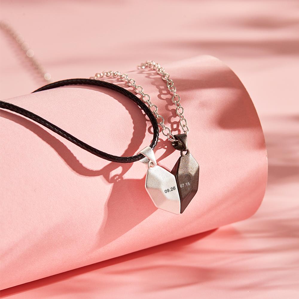 Personalized Two Souls One Heart Pendant Magnetic Necklace for Her Necklace Valentine's Day Gift