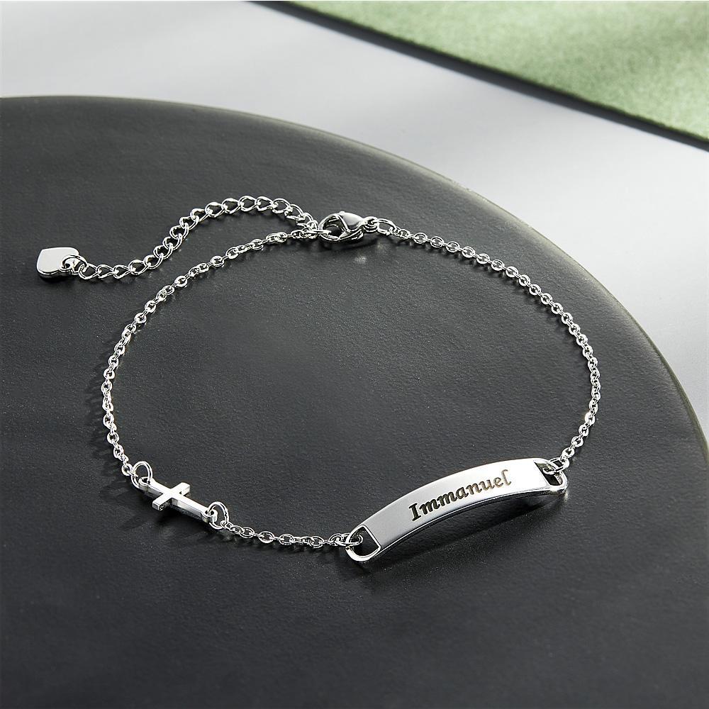 Custom Engraved Bracelet Creative Cross Simple Metal Gifts - yournamenecklaceuk