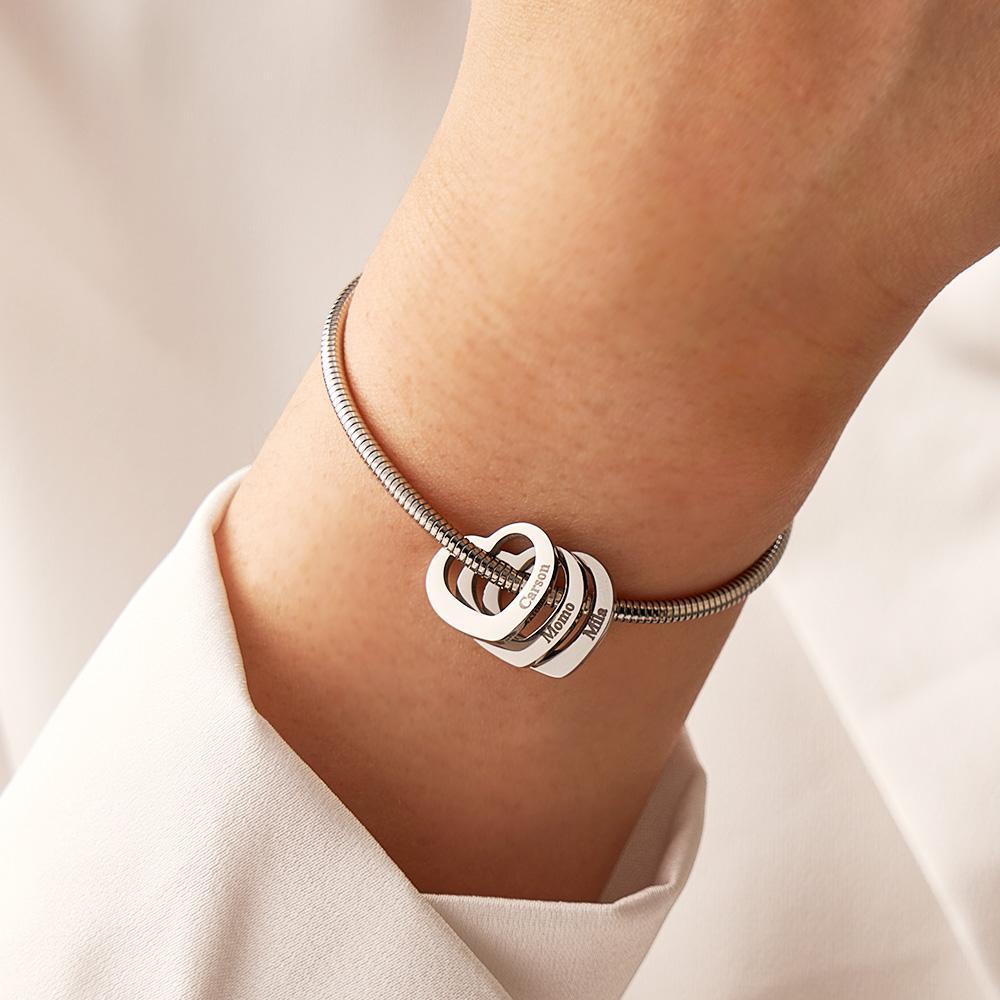 Custom Engraved Bracelet Custom Mom and Kids Name Heart Charms Gifts - yournamenecklaceuk