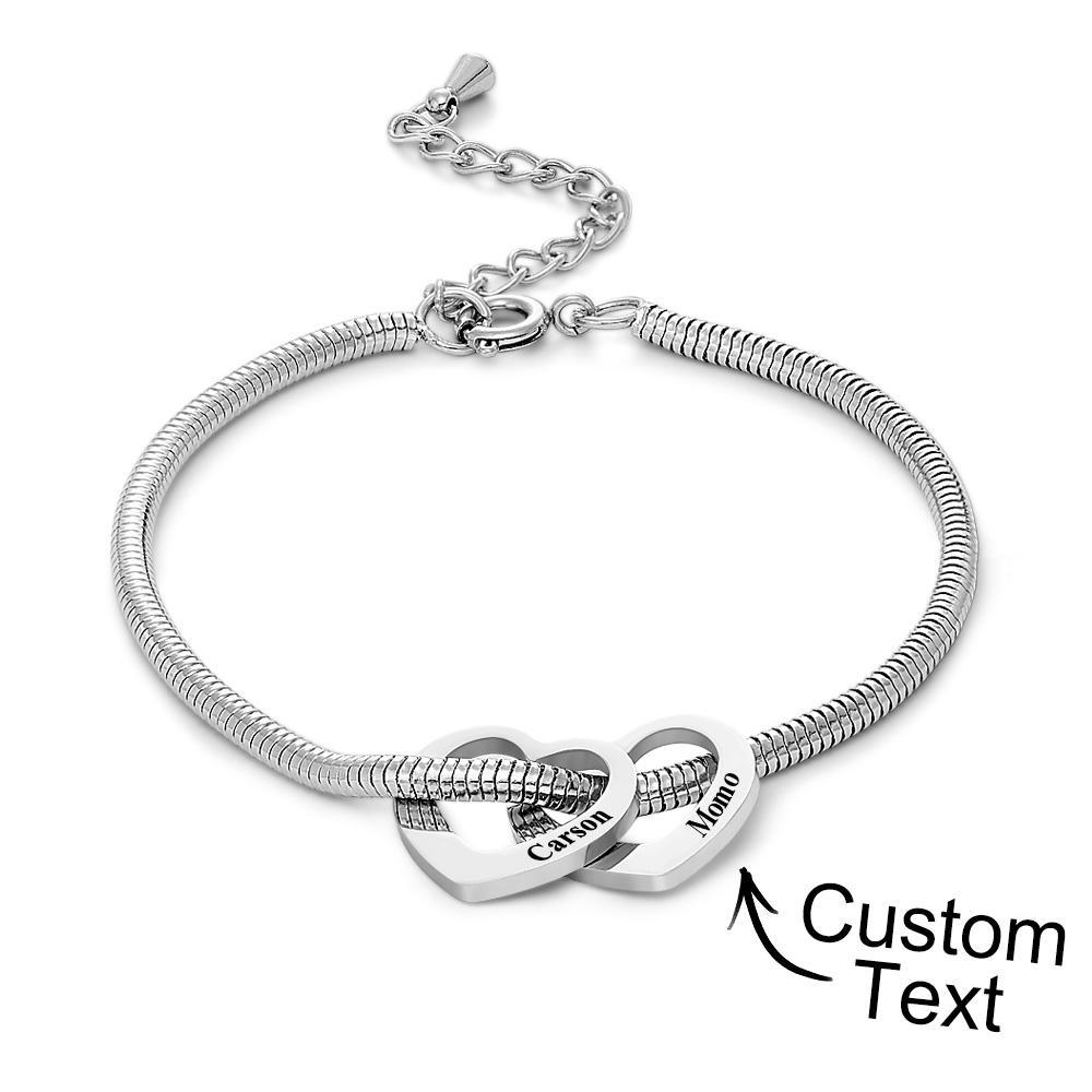 Custom Engraved Bracelet Custom Mom and Kids Name Heart Charms Gifts - yournamenecklaceuk