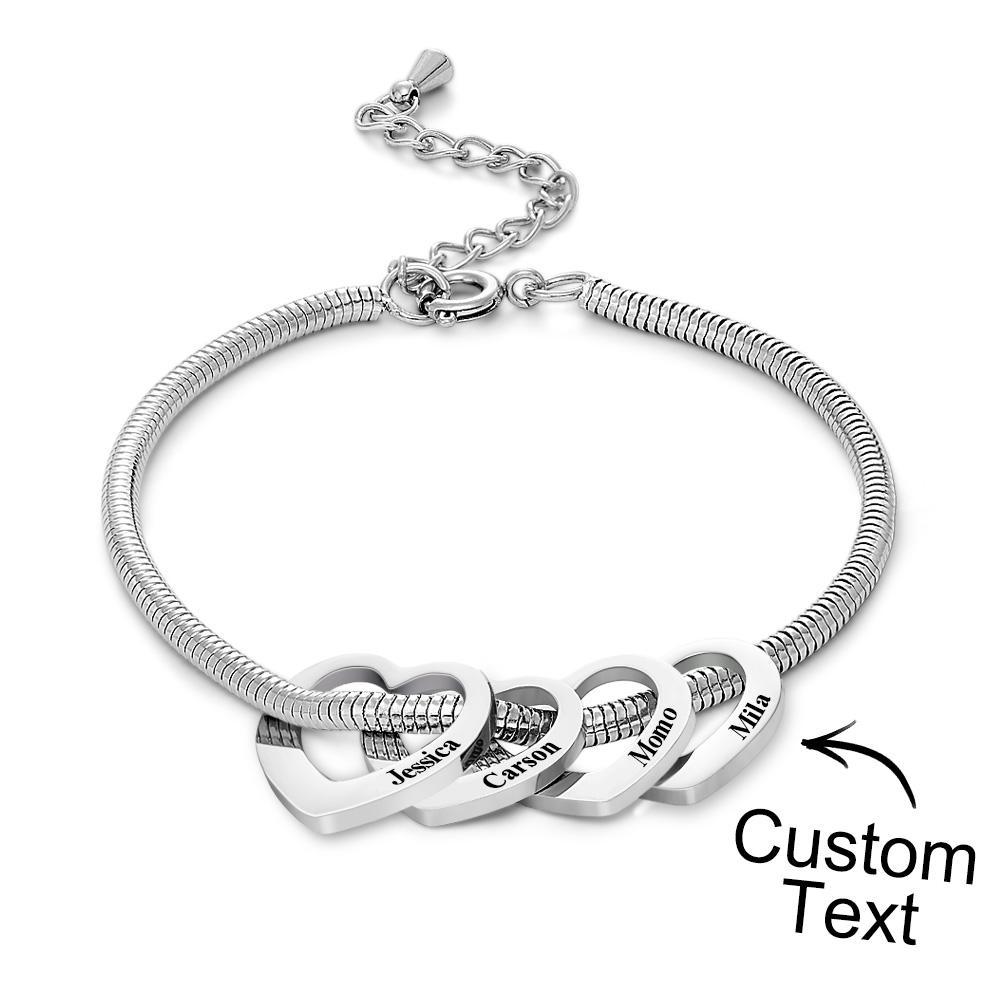 Custom Engraved Bracelet Custom Mom and Kids Name Heart Charms Gifts - yournamenecklaceuk
