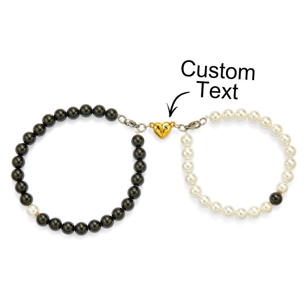 Cutom Engraved Bracelet Magnetic Heart Matching Couple Gifts - yournamenecklaceuk