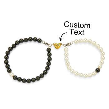 Cutom Engraved Bracelet Magnetic Heart Matching Couple Gifts - yournamenecklaceuk