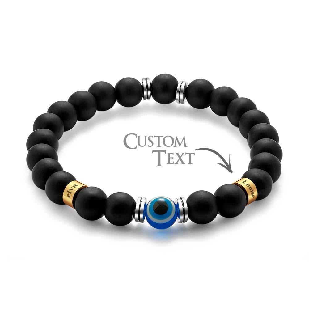 Personalized Engraved Name Beaded Bracelet Evil Eye Men's Amulet Bracelet - yournamenecklaceuk