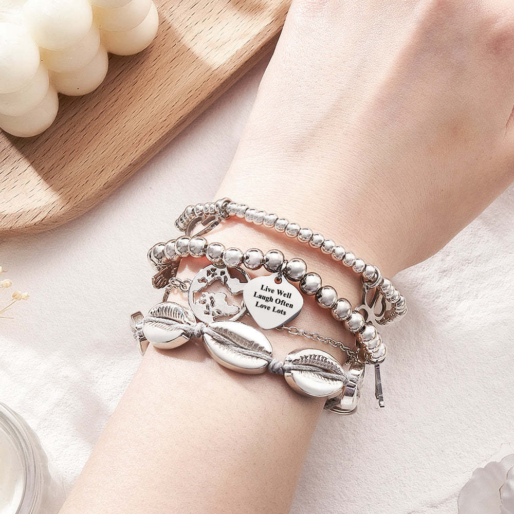 Custom Engraved Bracelet Stack Metal Unique Gift - yournamenecklaceuk