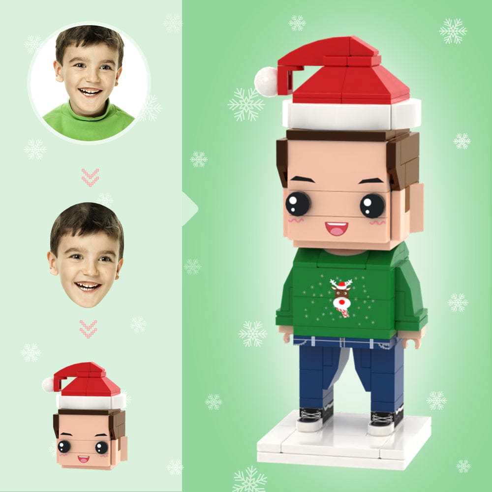 Christmas Gifts Custom Head Brick Figures Personalized Christmas Elk Boy Brick Figures Small Particle Block Toy - yournamenecklaceuk