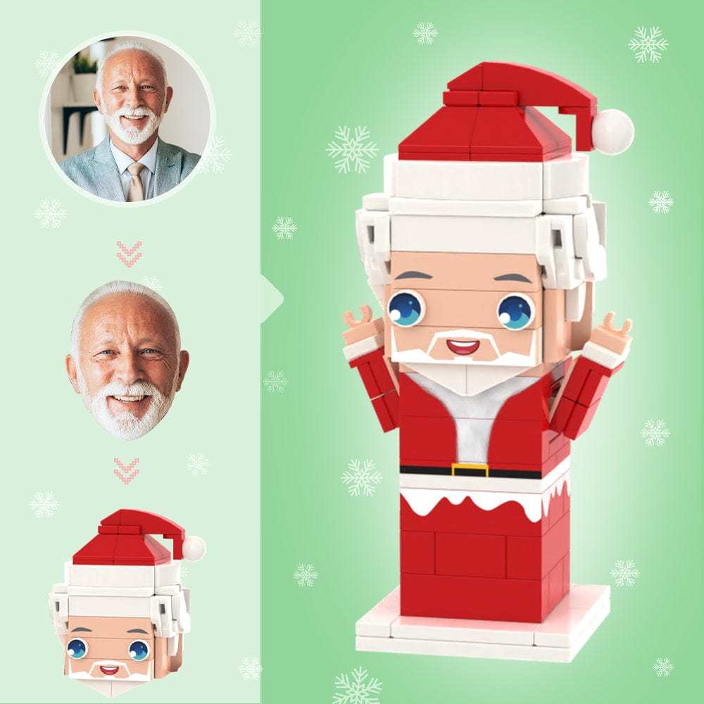 Christmas Gifts Custom Head Brick Figures Personalized Santa Brick Figures Small Particle Block Toy - yournamenecklaceuk