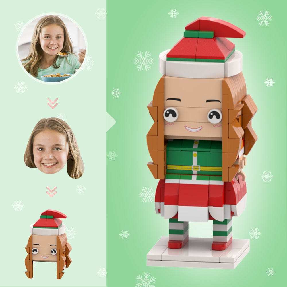 Christmas Gifts Custom Head Brick Figures Personalized Christmas Elves Girl Brick Figures Small Particle Block Toy - yournamenecklaceuk